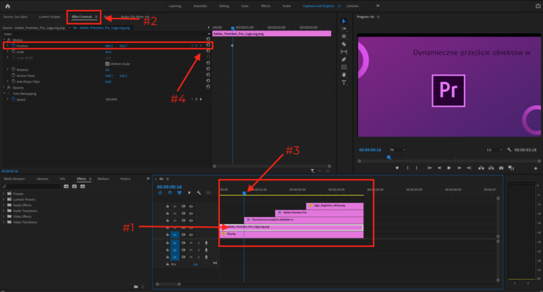 Animacja ruchu obiektu w Adobe Premiere Pro