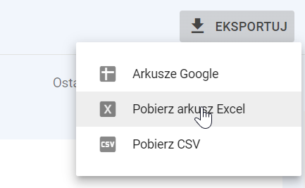 Google Search Console - export danych