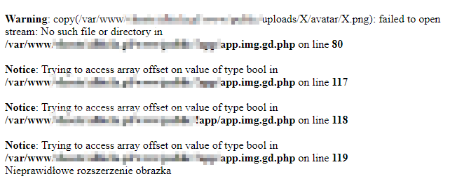 Przykład włączonych notyfikacji w PHP